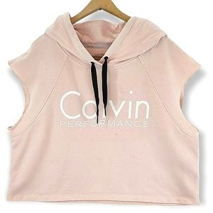 CALVIN KLEIN Performance Cropped Pastel Pink Sleeveless Women's XL Hoodie 3/$15